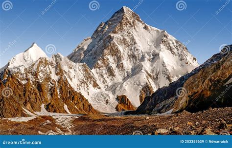 K2 Peak in the Karakoram Range Stock Image - Image of karakoram ...