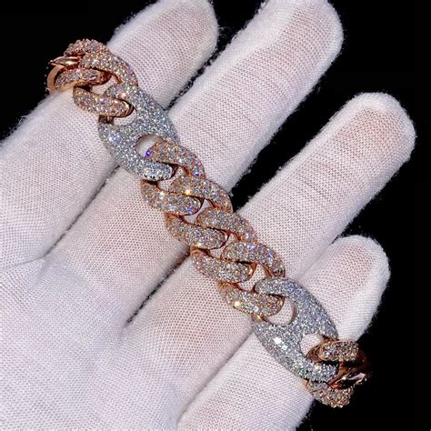 Iced Out Cuban Link Bracelet VVS Moissanite Diamond Cuban - Etsy