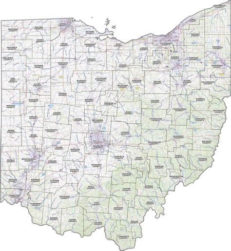 Printable Ohio County Map With Cities 1412x1436