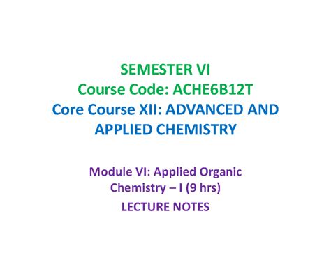 Applied Organic Chemistry (ACHE6B12T): Insights on Diesel, Petrol ...