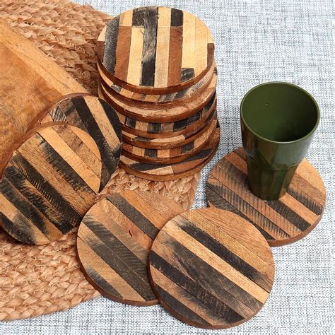 Indian-Shelf Tea Coaster Set of 12 | Bar Sets | Wood Coaster Set | Cup ...