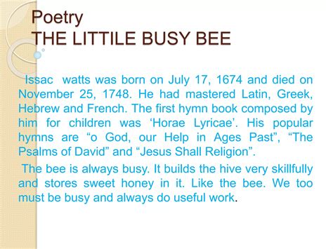 the busy of bee poem | PPTX