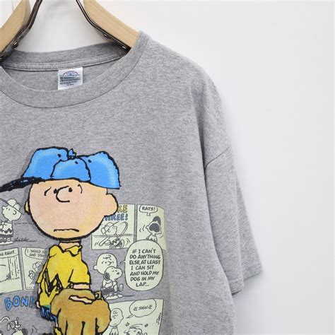 DELTA デルタ 00年代 ピーナッツ PEANUTS チャーリー・ブラウン 前面 プリント Tシャツ 霜降り グレー L 半袖 | 古着屋 ...