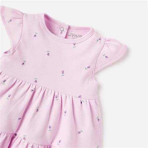 Buy Juniors Floral Print A-Line Tiered Dress with Cap Sleeves from ...