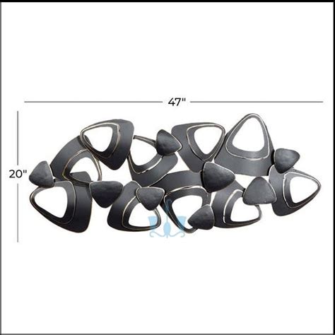 Spruce Black Abstract Triangles Metal Wall Hanging