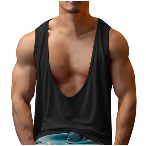 Aueoeo Men's V Neck Tank Top Summer Sleeveless Casual Tank Shirts Top ...