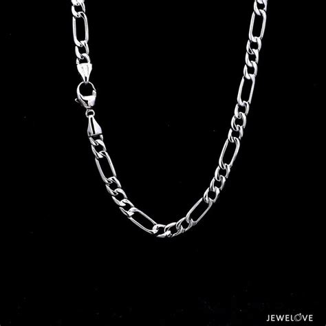 Jewelove™ Chains 4.5mm Linked Figaro Platinum Sachin Chain for Men JL ...