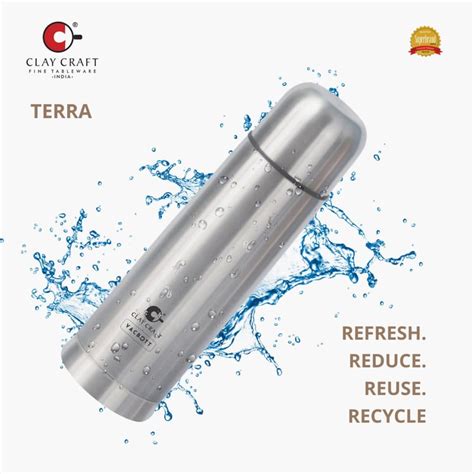 Buy Clay Craft ZURI Thermosteel Flask Vacuum Insulated 1L Silver from ...