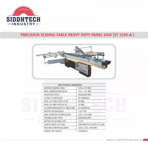 Precision Sliding Table Panel Saw Machine Lucknow - Siddhtech Industry
