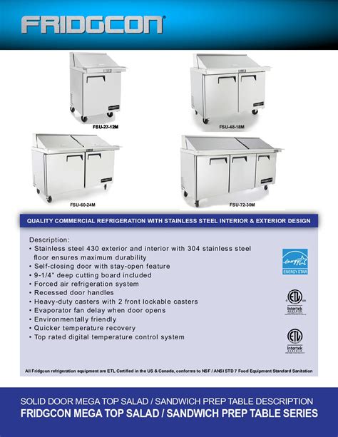 FSU-60-24M Two Door Mega Top Refrigerated Salad/Sandwich Prep Table ...