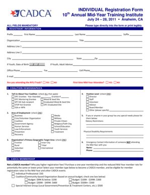 Fillable Online cadca INDIVIDUAL Registration Form 10 Annual Mid-Year ...