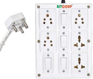 BITCORP Extension Board 6A, 5 Way Socket, 4 Switch (1500W) With 1 Meter ...