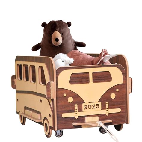 HELINA DESAI Wooden Foldable Toy Bus Shaped Storage For Kids - Baby ...