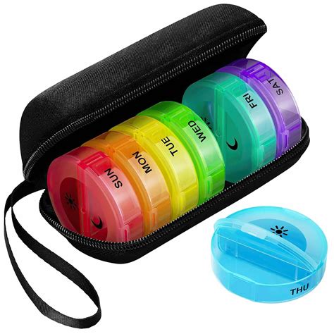 Weekly Pill Organizer Daily Pill Case 7 Day Pill Box Portable for Pill ...