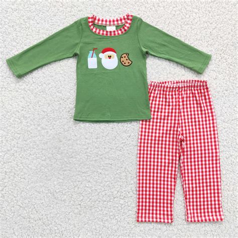 girls christmas green pajama set, BLP0147 – aierwhoesalekidsclothes