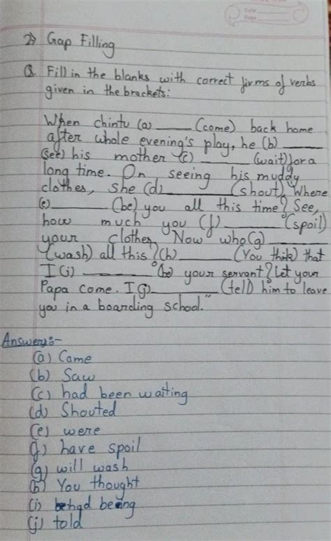 gap filling excersise - Brainly.in