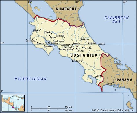 Map of Costa Rica and geographical facts, Map of Costa Rica with cities ...