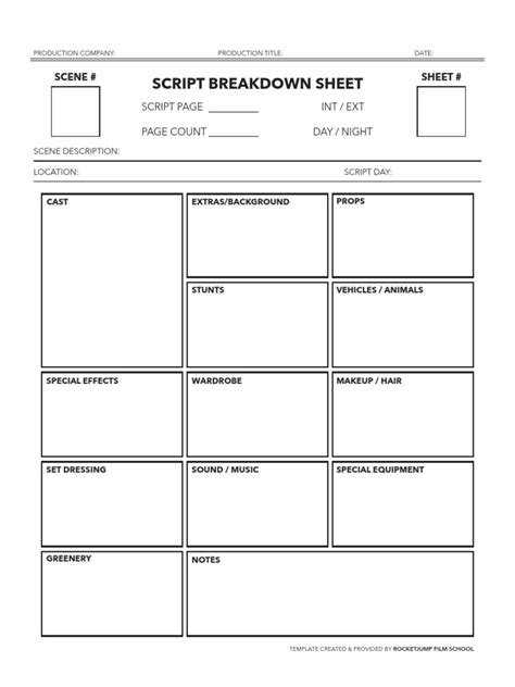 Image result for Script Breakdown Template