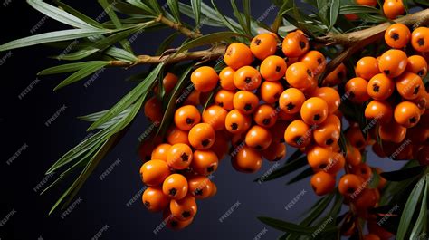 Premium Photo | A Branch of Orange Sea Buckthorn Berries Zoomed In by ...