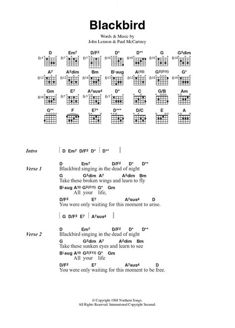 Blackbird by The Beatles - Guitar Chords/Lyrics - Guitar Instructor