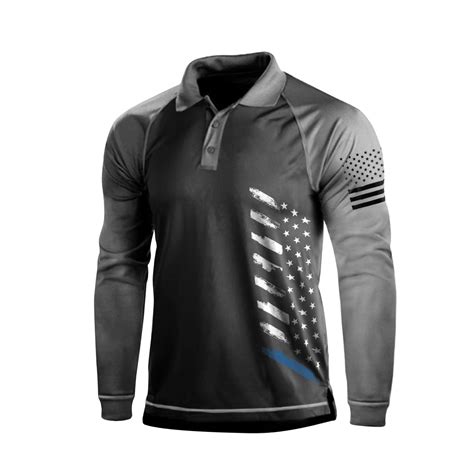 Long Sleeve Golf Polos For Men | USA Flag Raglan Polo Shirts On Sale