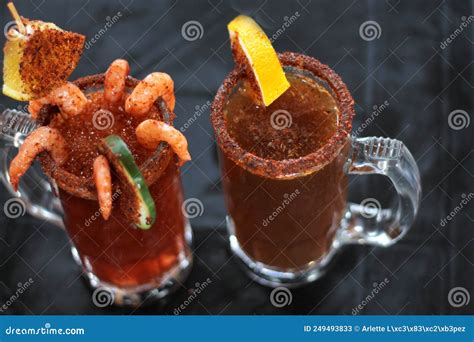 Micheladas Served on an Outdoor Table, it is a Mexican Alcoholic Drink ...