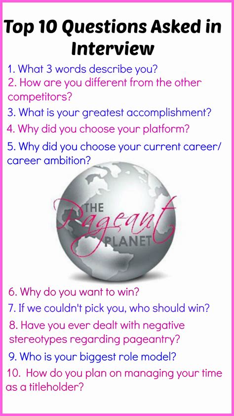Just a sample of questions you could be asked in your next pageant ...