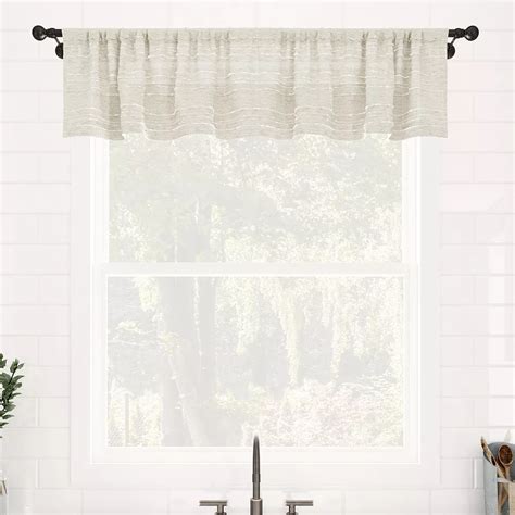 Clean Window Textured Slub Stripe Anti-Dust Linen Blend Sheer Cafe ...