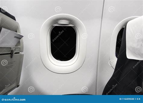 Seats Of An Airplane, With A Window At Night Stock Photo - Image of ...