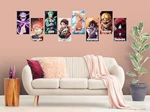Anime Wall Art Collection, 8 Piece Canvas Prints Set, Japanese ...