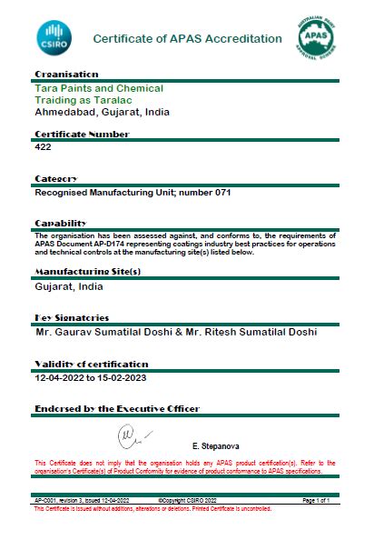 Taralac Certfications and Membership