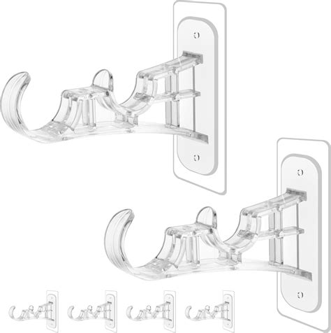 Amazon.com: Antimbee 6-Pack Double Curtain Rod Bracket, Adhesive No ...