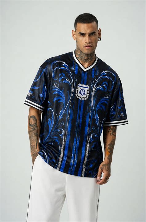 Argentina Away Jersey | V-Neck Oversized T-shirt – MADRAS MADE