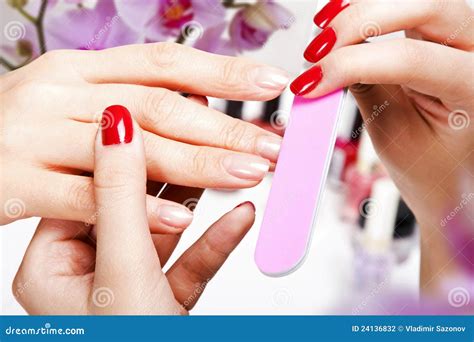 Gentle Care Of Nails In A Beauty Salon Stock Photo - Image: 24136832