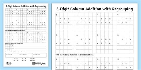 Column Addition Worksheet (3 Digits) - Primary Resources