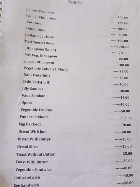 Menu at Indian Coffee House, Unchahar