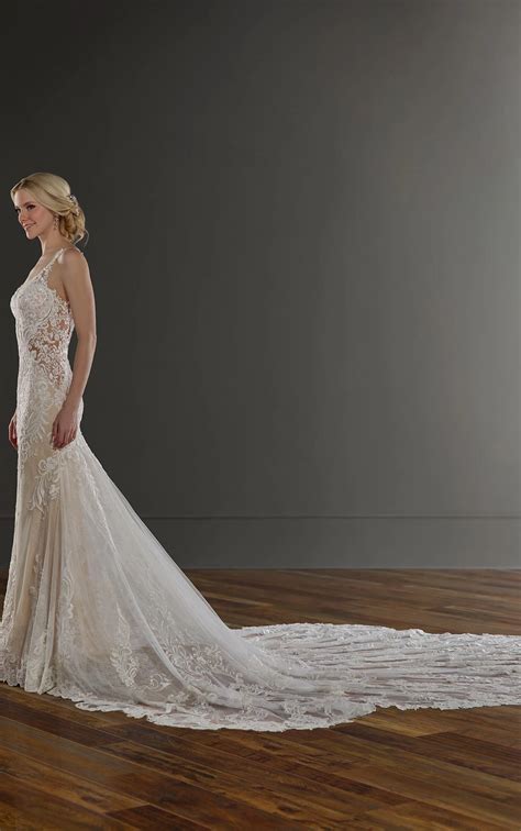 Sexy Lace Wedding Dress with Shaped Train - Martina Liana Wedding Dresses