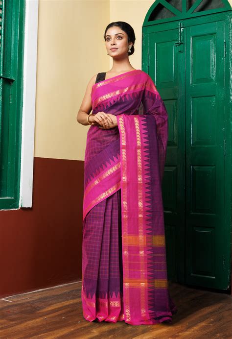 Buy Dark Pink Pure Pavani Handcrafted Kanchi Cotton Saree-UNM82763 ...