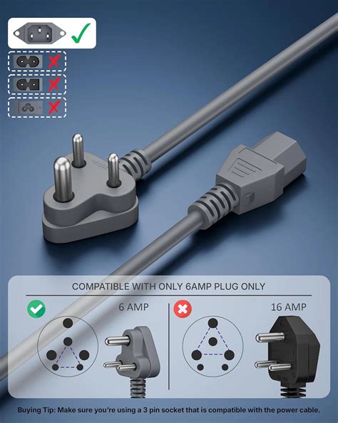 TPR Power Cord 2500W IEC C13 Cable for PC, Monitor, Printer – FEDUS