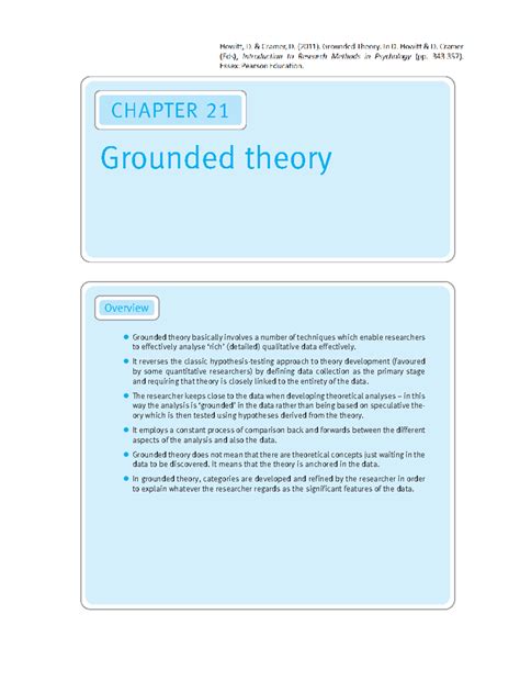 Grounded Theory: Techniques for Analyzing Qualitative Data (Chapter 21 ...