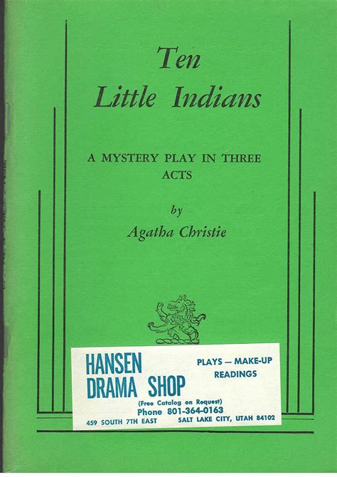 Ten Little Indians - A Mystery Play in Three Acts: Agatha Christie ...