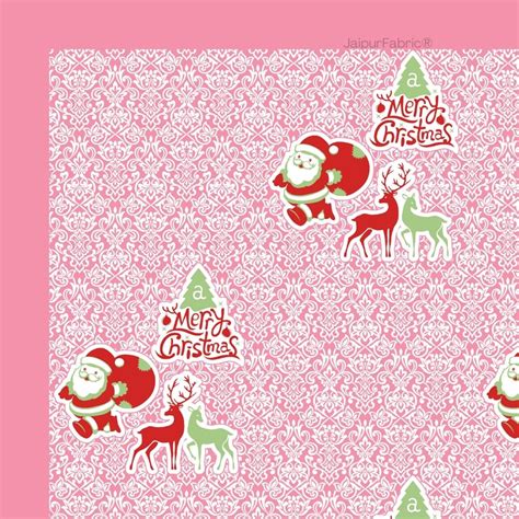 Rosy Pink Magical Ride Santa and Reindeer Blue Cotton King Size Bedshe ...