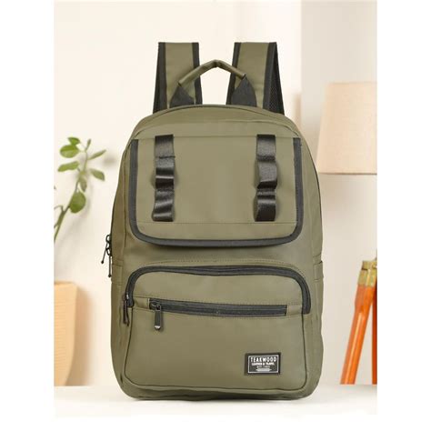 Buy Teakwood Unisex Olive Solid Backpack Online