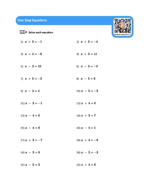 Solving One Step Equations Worksheet 的图像结果