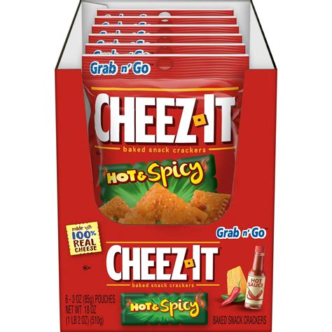 Cheez-It Hot & Spicy Baked Snack Crackers – 6 Pack × 3 oz Each – Fiery ...