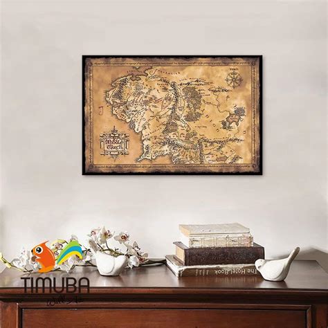 Buy TIMUBA Middle Earth Map Canvas Wall Art, Map of Middle Earth Wall ...