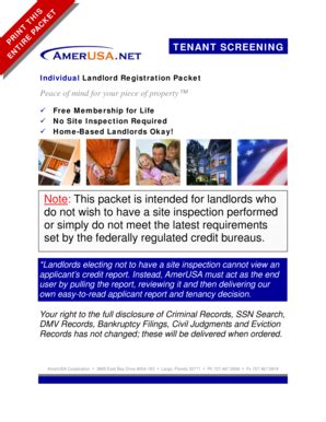 Tenant Screening Landlord Registration Packet - Blank Fillable Template ...