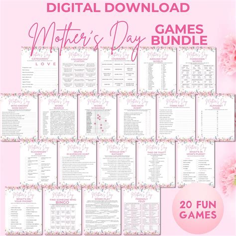 Mothers Day Games Bundle, Printable Mother's Day Games for Kids and ...