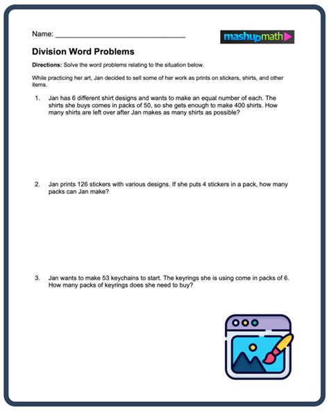 Image result for Division Math Word Problems Worksheet