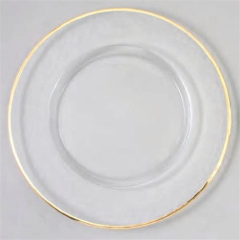 13" Clear Glass Gold Edge Charger Plate 8/case | Calgary Event Wholesale Wedding And Event Decor